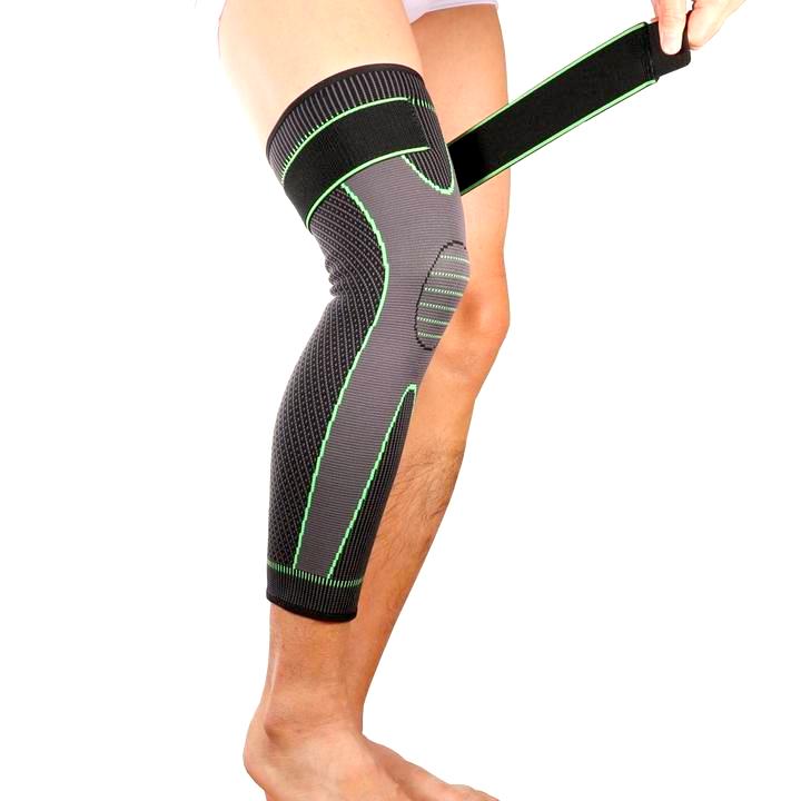 Compression long knee brace - knee support, elastic sleeve, immobilizer, patellar tendon, copper fit, strap, arthritis, acl, meniscus, osteoarthritis