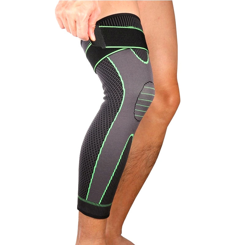 Compression long knee brace - knee support, elastic sleeve, immobilizer, patellar tendon, copper fit, strap, arthritis, acl, meniscus, osteoarthritis