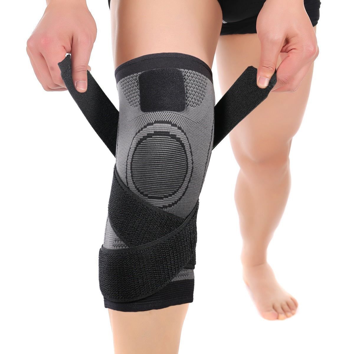 knee brace - compression knee support, elastic sleeve, patellar tendon, velcro strap, arthritis, meniscus, osteoarthritis, acl